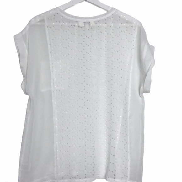 UMGEE USA White Sheer Light Relaxed Casual Top L - Picture 4 of 6